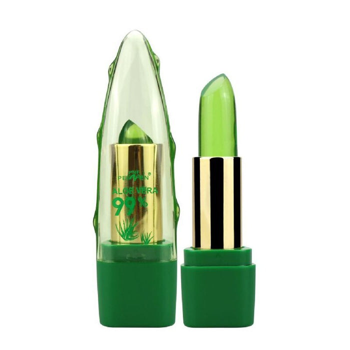 Compact aloe vera lipstick shown for storage in a makeup bag or purse with quantity options available from one to six pieces.