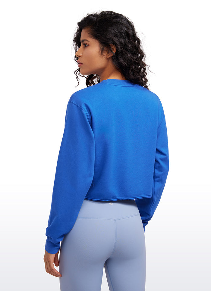 CRZ YOGA Womens Classic Fit Sweat Shirt Crew Neck Pullover Sparkle Blue