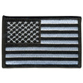 American Flag Black-White Black and White 3 Inch: A 3" x 2" embroidered American flag patch in black and white