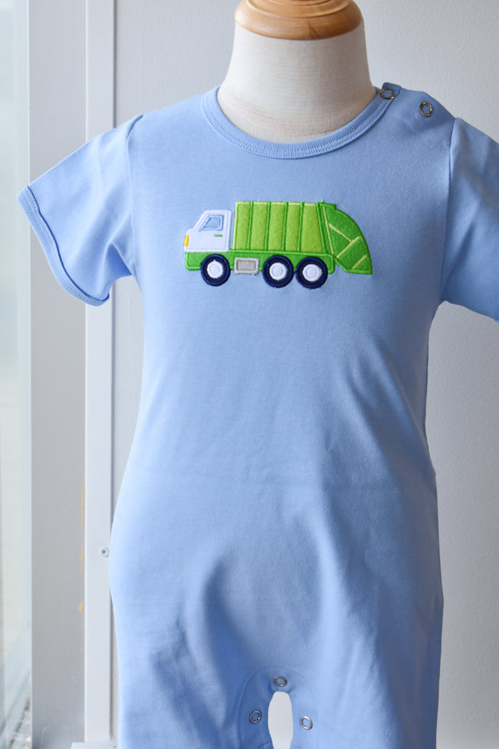 Applique Romper-Garbage Truck
