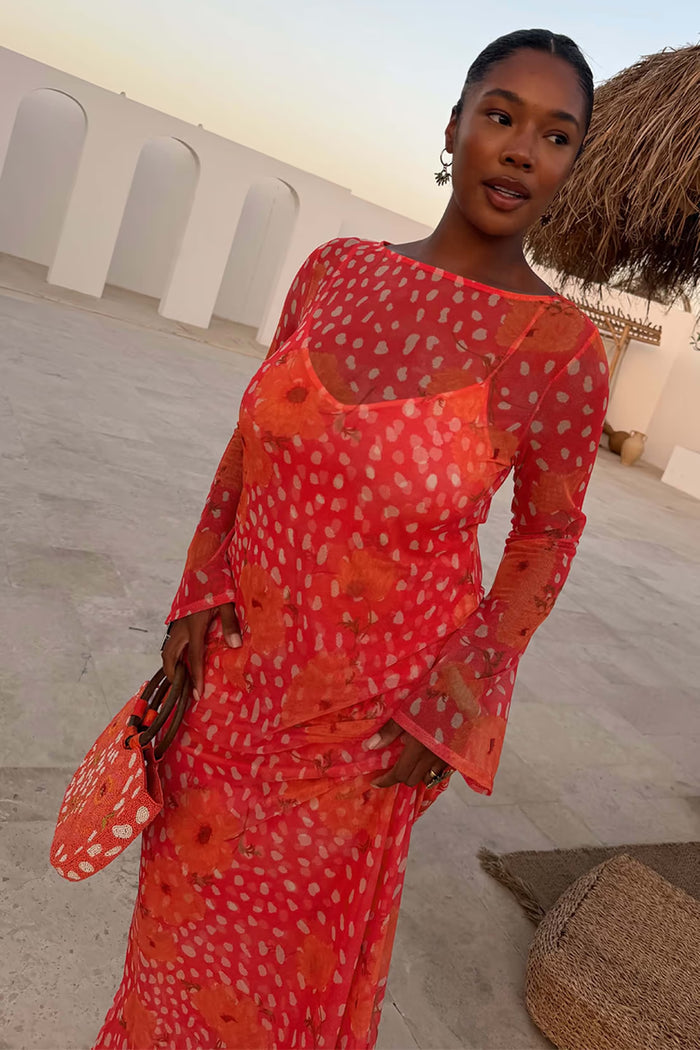 Aria Dress (Coral Poppy)