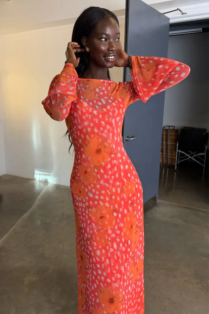 Aria Dress (Coral Poppy)