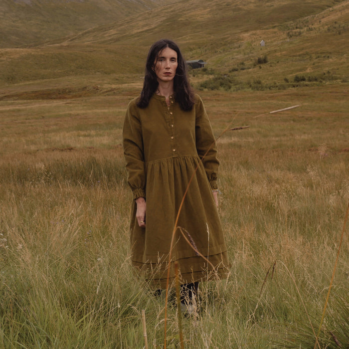 Ash Women's Dress - Cotton Corduroy - Seaweed