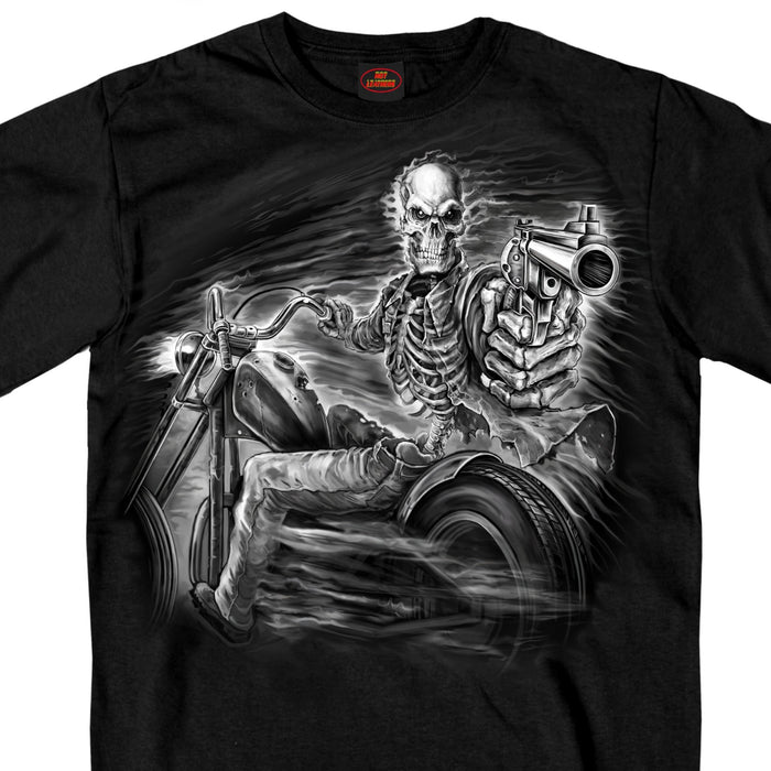 Assassin Rider T-Shirt: Description
This official t-shirt is screen printed with a skeleton assassin across the chest area