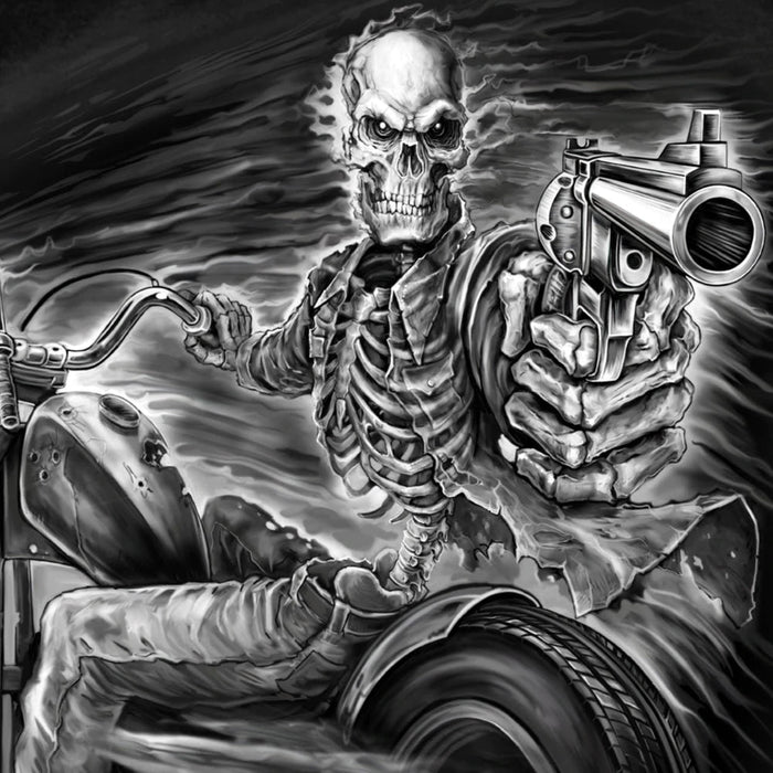 Assassin Rider T-Shirt: Description
This official t-shirt is screen printed with a skeleton assassin across the chest area