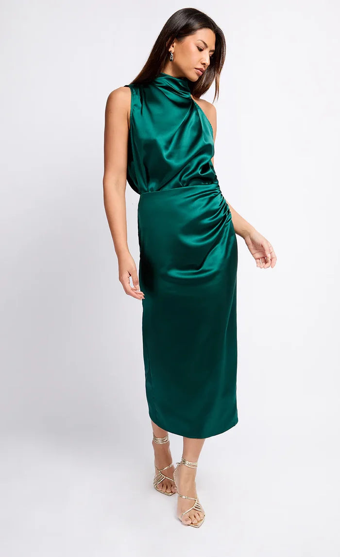 Aubery Satin Drape Skirt (Green)