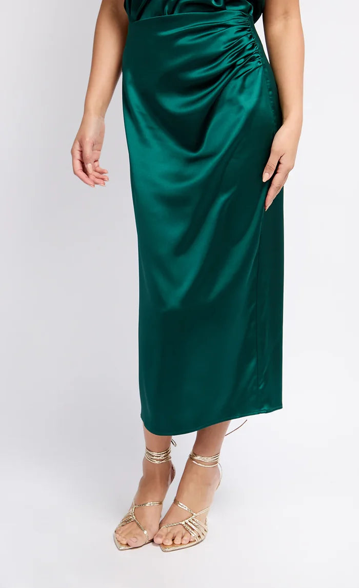 Aubery Satin Drape Skirt (Green)