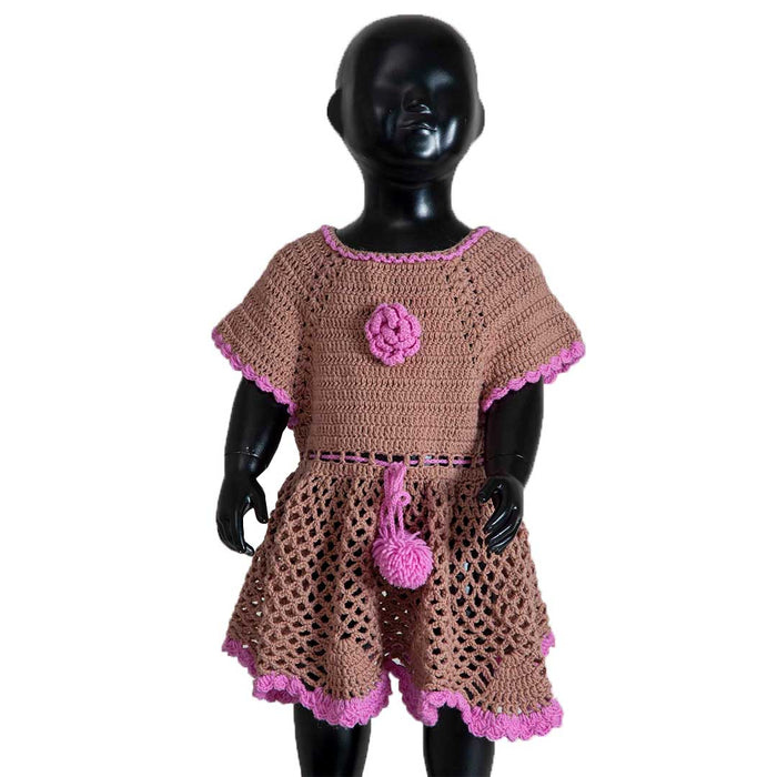 Baby Frock | 100% Wool | Color Beige Pink | Length - 38 cm Chest - 30 cm