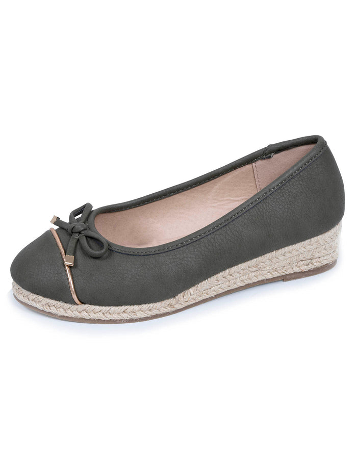 Ballerines Femme corde talon compensé Kaki