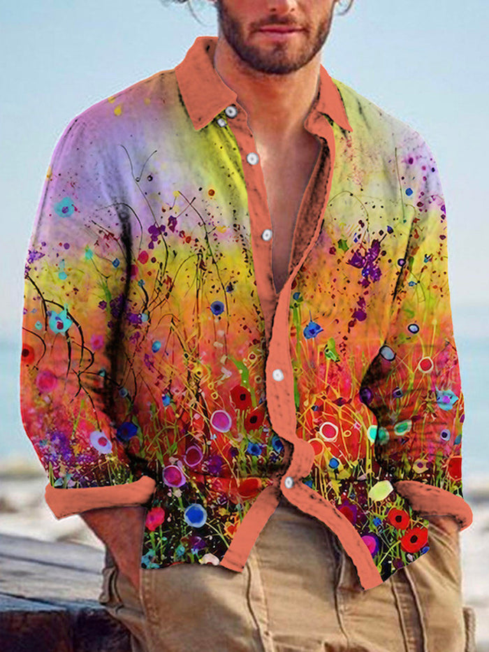 Bamboo Linen Printed Men's Shirt – Size S–6XL lineup