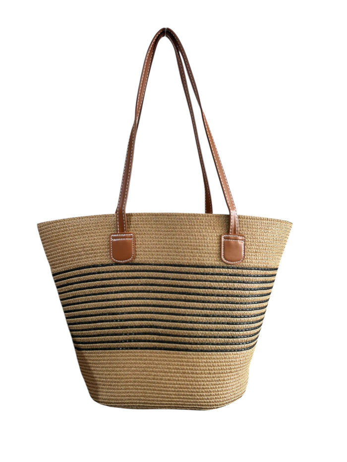 Beach Tote Bag - Black Stripe