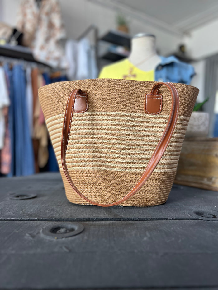 Beach Tote Bag - Cream Stripe