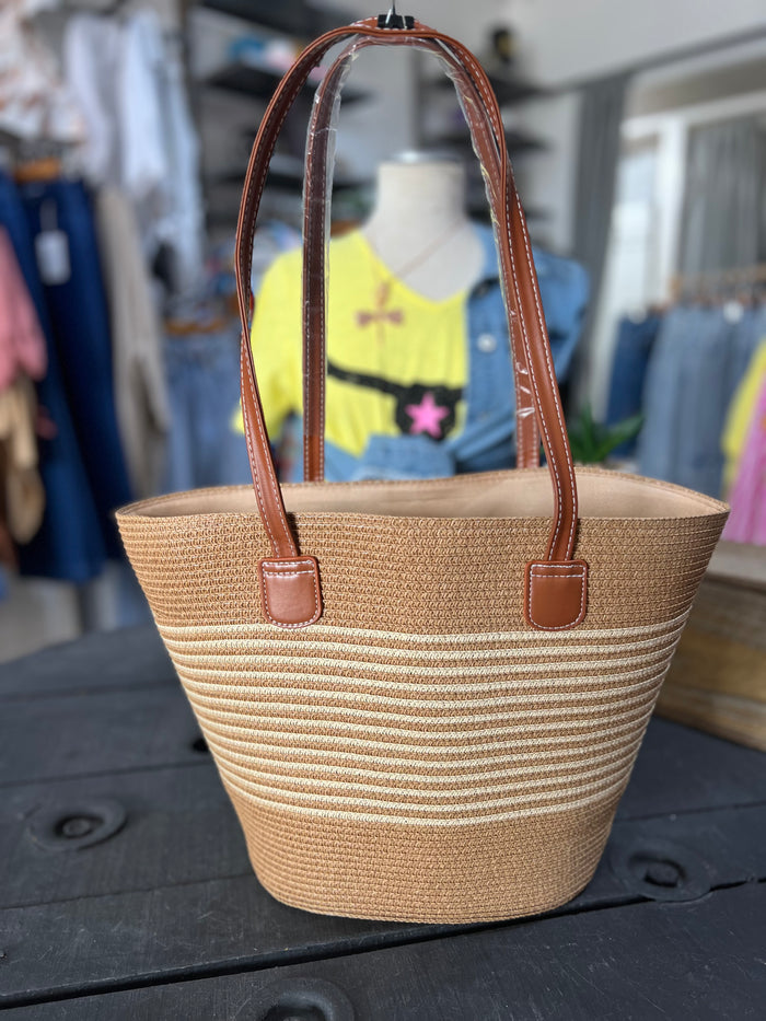 Beach Tote Bag - Cream Stripe