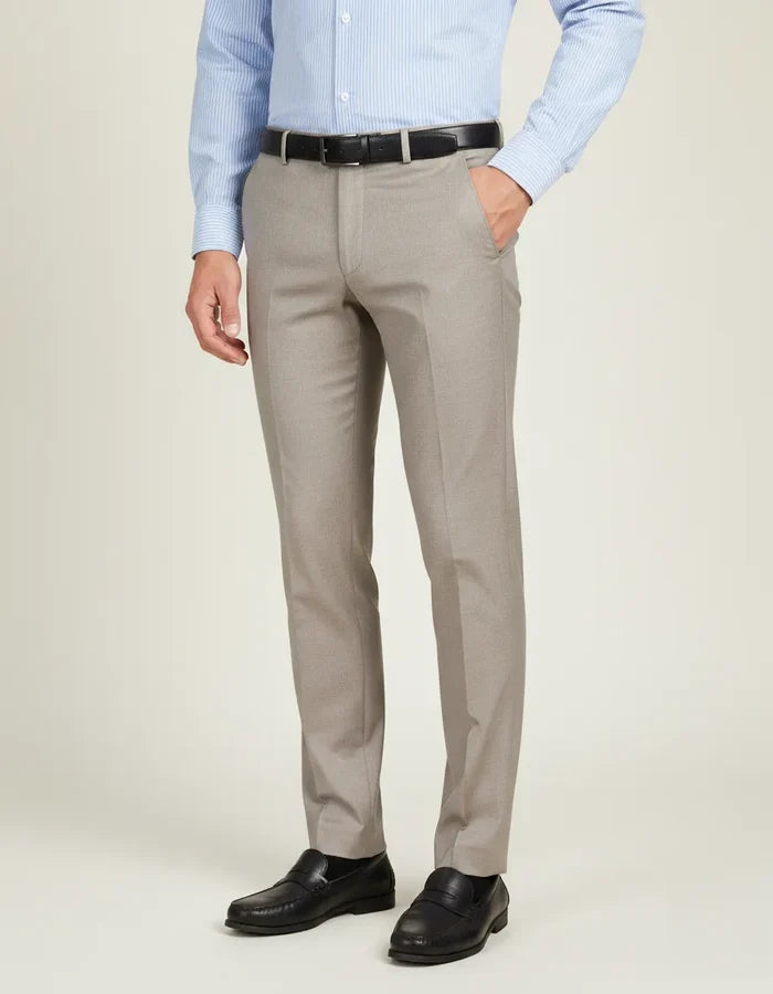 Beige Plain Suit Trouser-Makrom