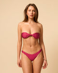 Reversible triangle bikini bottom with medium coverage in berry polka dot