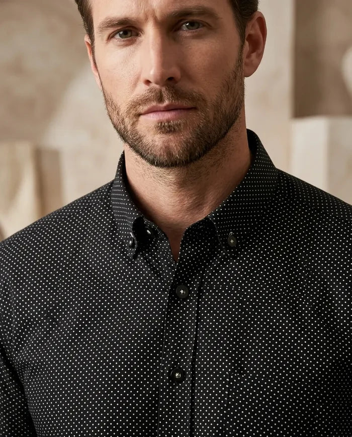 Black Dotted Print Shirt