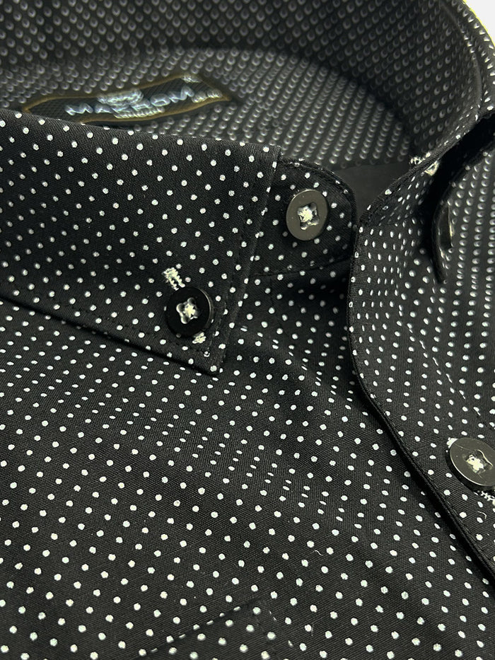 Black Dotted Print Shirt-Makrom