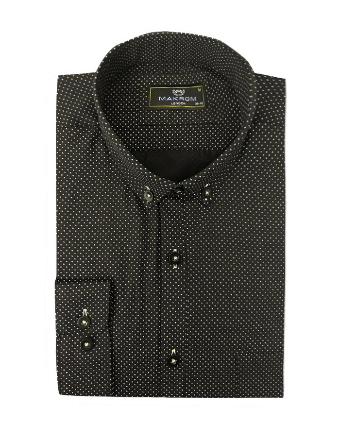 Black Dotted Print Shirt-Makrom