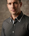 Black Double Collar Mini Polka Dot Men's Shirt