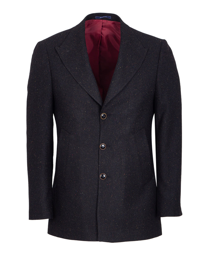 Black Plain Design Men's Overcoat-Makrom