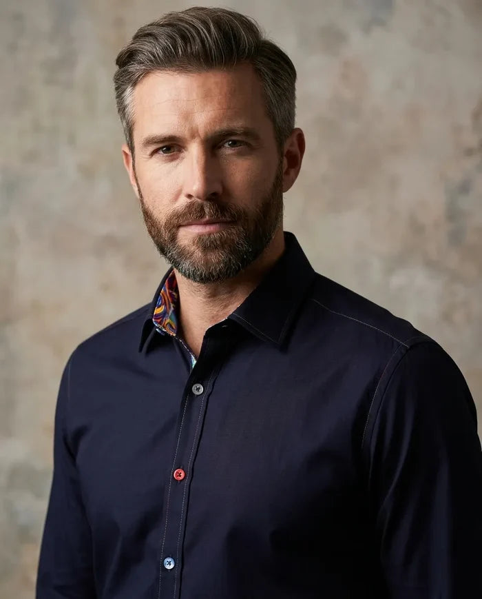 Black Plain Pure Cotton Men's Shirt