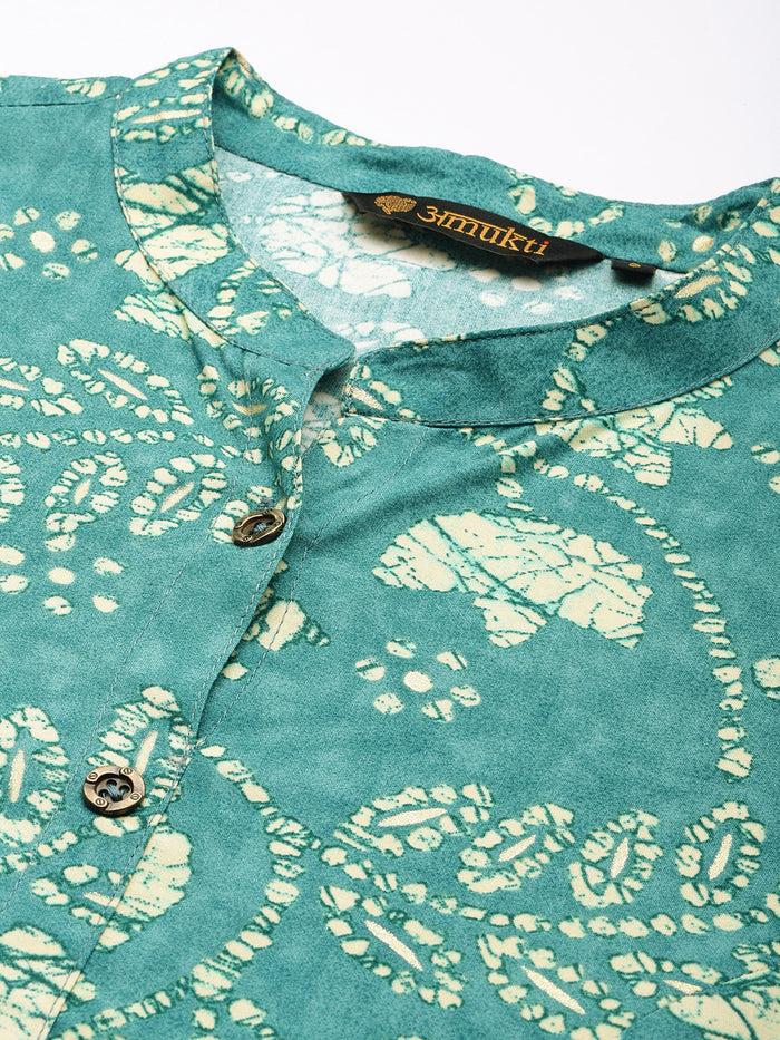 Blue Floral Printed Kurta, Princess Cur Kurta, A-Line Kurta, Floral Print, Mandarin Collar kurta, printed kurta