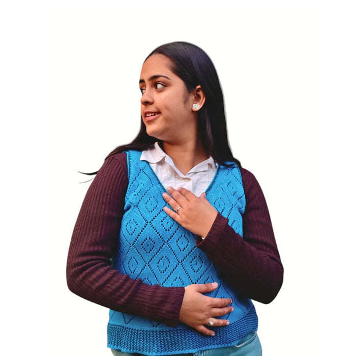 Blue Recycled Cotton Knit Top | Sustainable Summer Wear