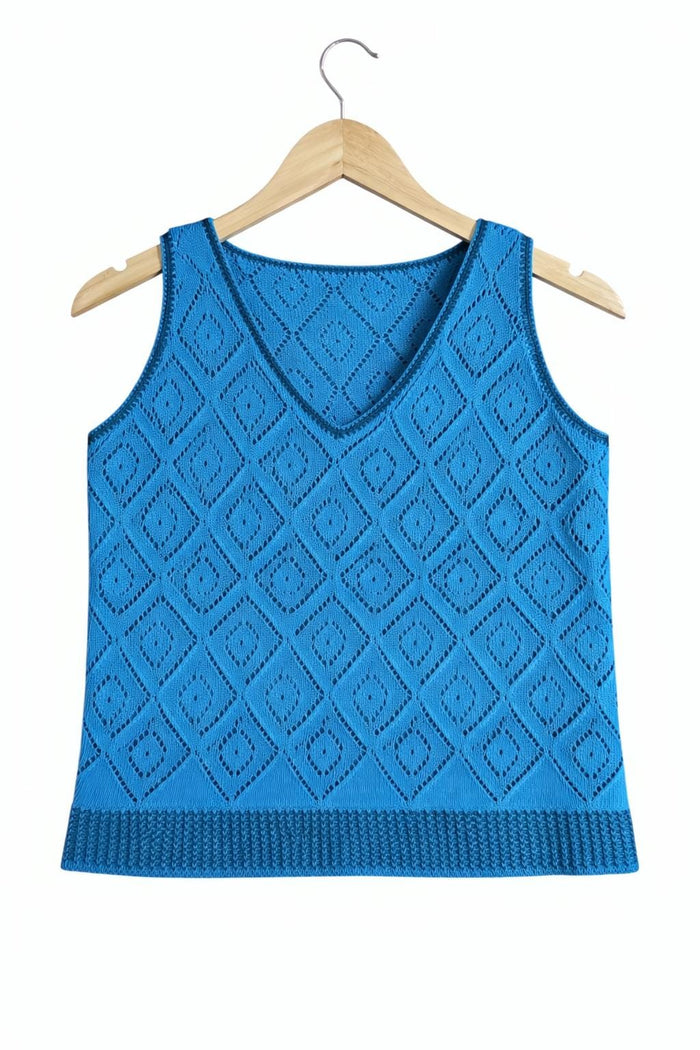 Blue Recycled Cotton Knit Top | Sustainable Summer Wear