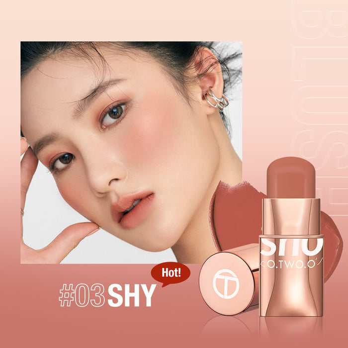 Blush stick applicator displayed for simple cheek makeup use, with a compact format suited to organized beauty storage.
