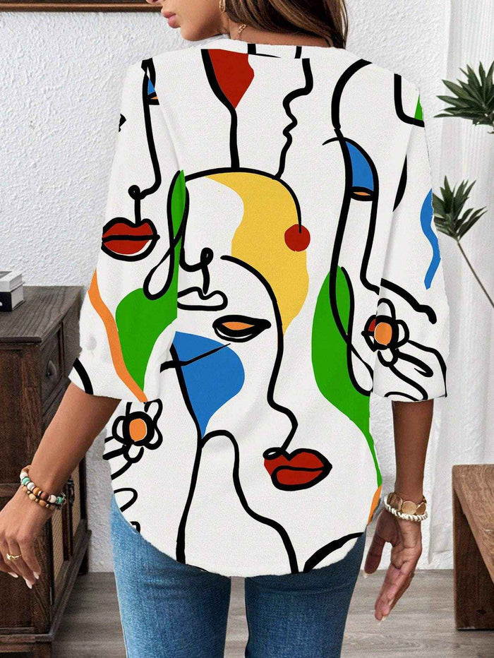 White boho blouse with V neck, knot front and batwing sleeves, suited to office and weekend styling with sizes S through 3XL.