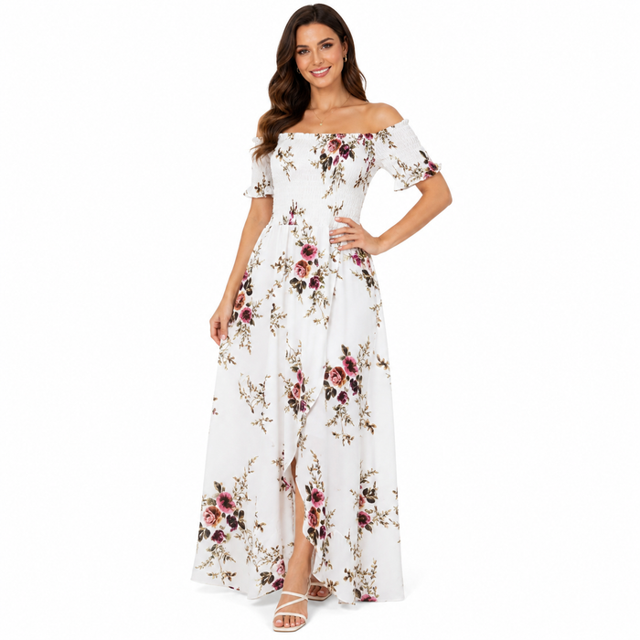 Beach maxi dress women style with flowing length, relaxed fit and elegant bohemian mood for holiday outfits this summer today