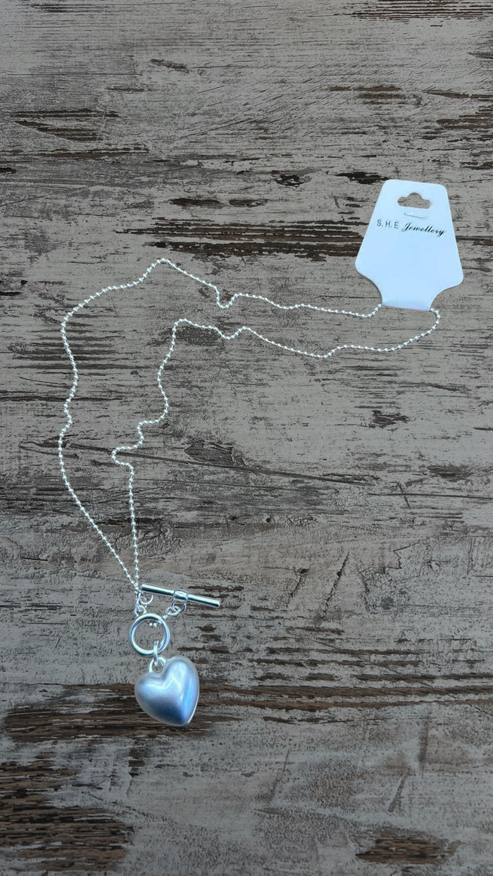 Bold Heart Necklace - Silver