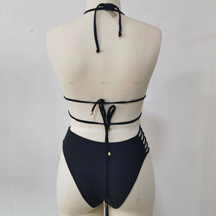 Bold Leopard Print Cutout Strap Swimsuit Set