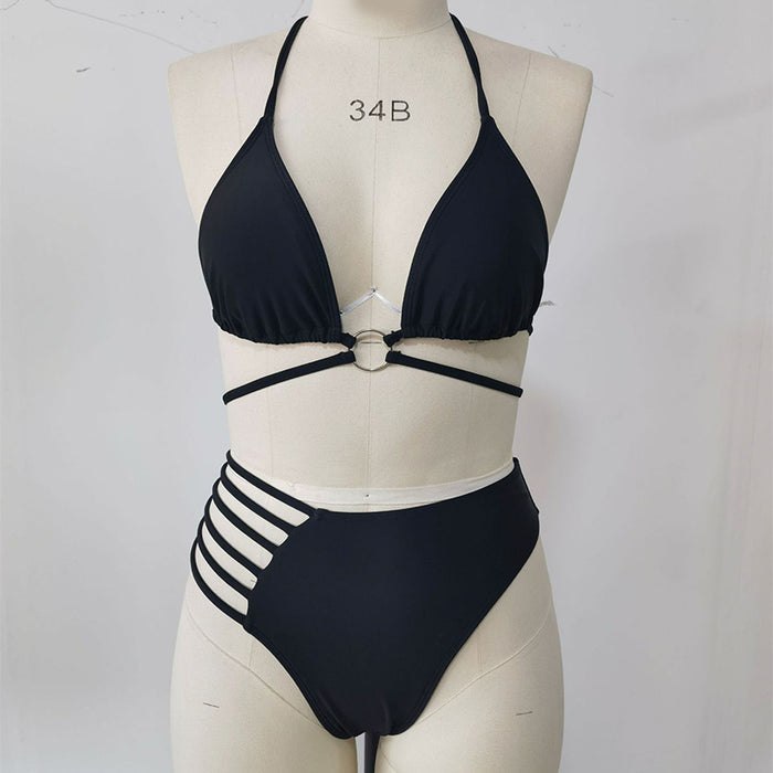 Bold Leopard Print Cutout Strap Swimsuit Set