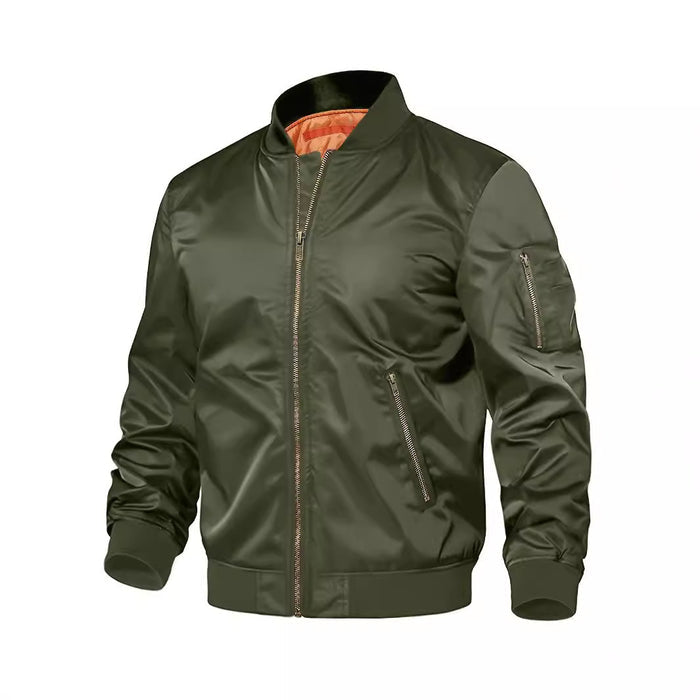 Bold Men's Baseball Jacket Wine Red – Zipper Pull Focus for Statement Style