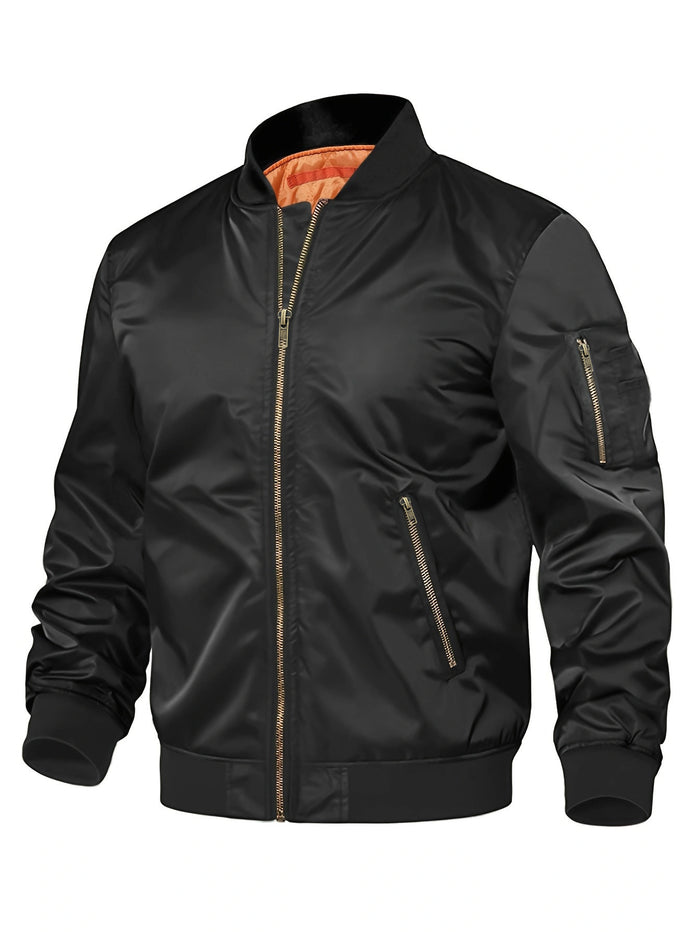Essential Men's Baseball Jacket Matcha – Close-Up Sleeve Ribbing for Detail Lovers