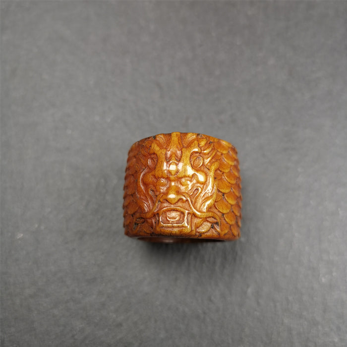 Bone Thumb Ring for Men 0.87" - Tibetan Buddhist art, view 5
