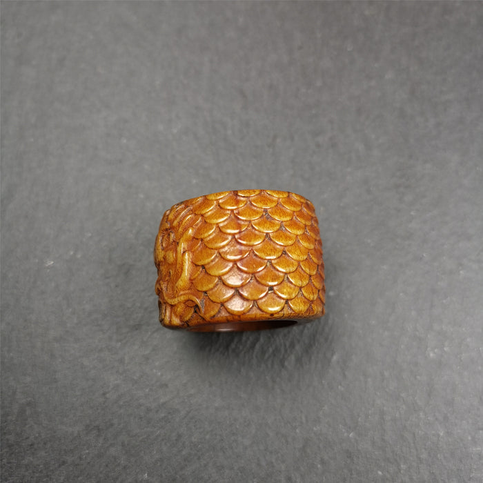 Bone Thumb Ring for Men 0.87" - Tibetan Buddhist art, view 6