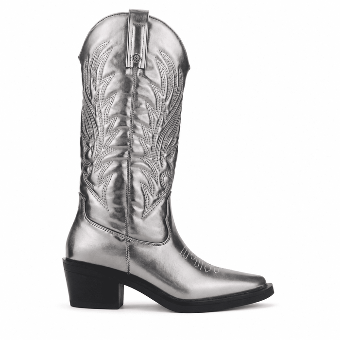 Bota Chalada Mujer West-22 Plateado Casual Botas Taco Chalada