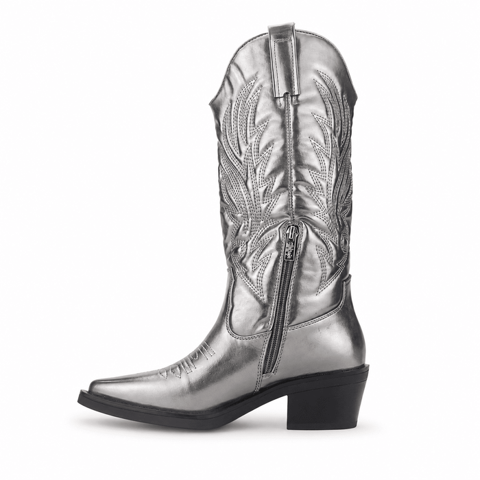 Bota Chalada Mujer West-22 Plateado Casual Botas Taco Chalada