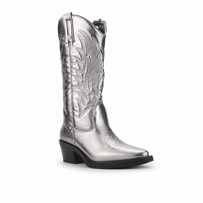 Bota Chalada Mujer West-22 Plateado Casual Botas Taco Chalada