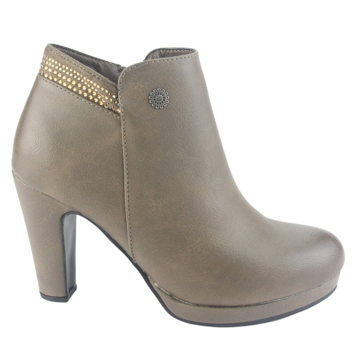 Botin Chalada Mujer Bambina-21 Taupe Casual Botines Taco Chalada
