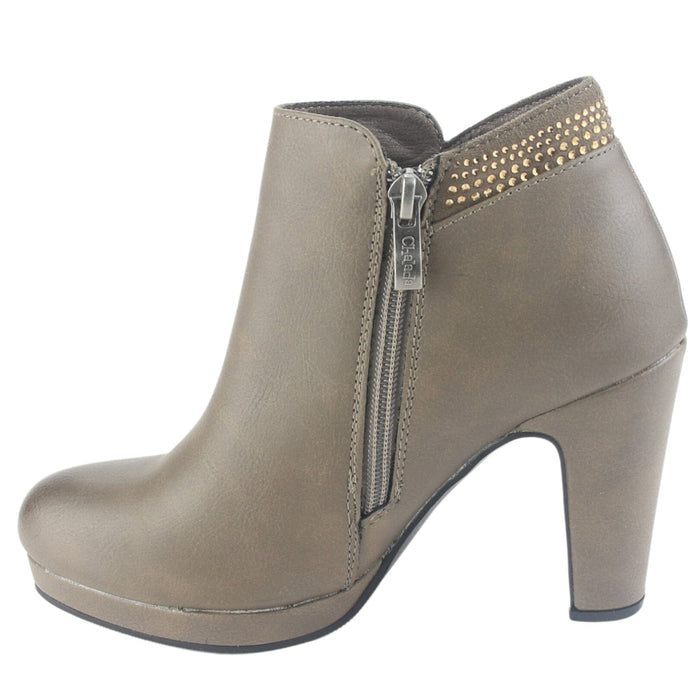 Botin Chalada Mujer Bambina-21 Taupe Casual Botines Taco Chalada