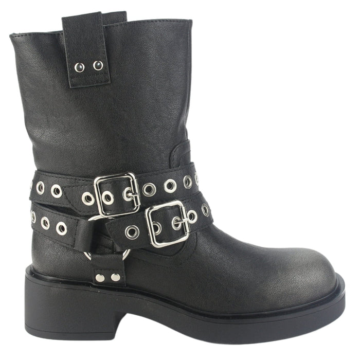 Botin Chalada Mujer Biker-5 Negro Casual Botines Plataforma Chalada