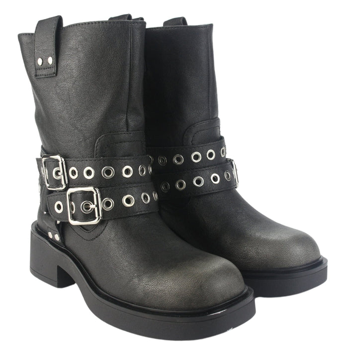 Botin Chalada Mujer Biker-5 Negro Casual Botines Plataforma Chalada