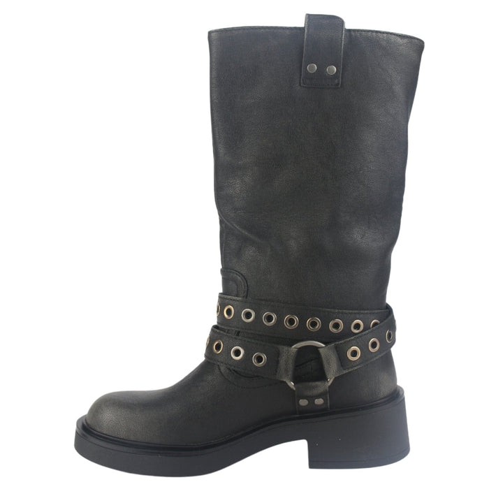Botin Chalada Mujer Biker-6 Negro Casual Botines Taco Chalada