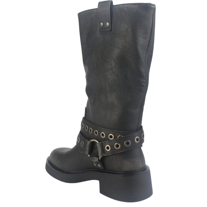 Botin Chalada Mujer Biker-6 Negro Casual Botines Taco Chalada