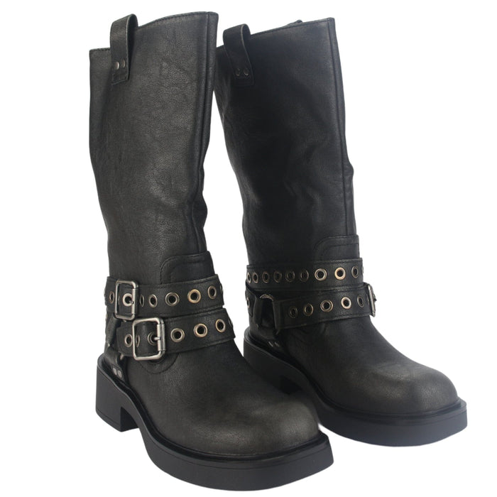 Botin Chalada Mujer Biker-6 Negro Casual Botines Taco Chalada