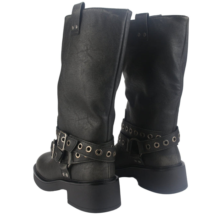 Botin Chalada Mujer Biker-6 Negro Casual Botines Taco Chalada