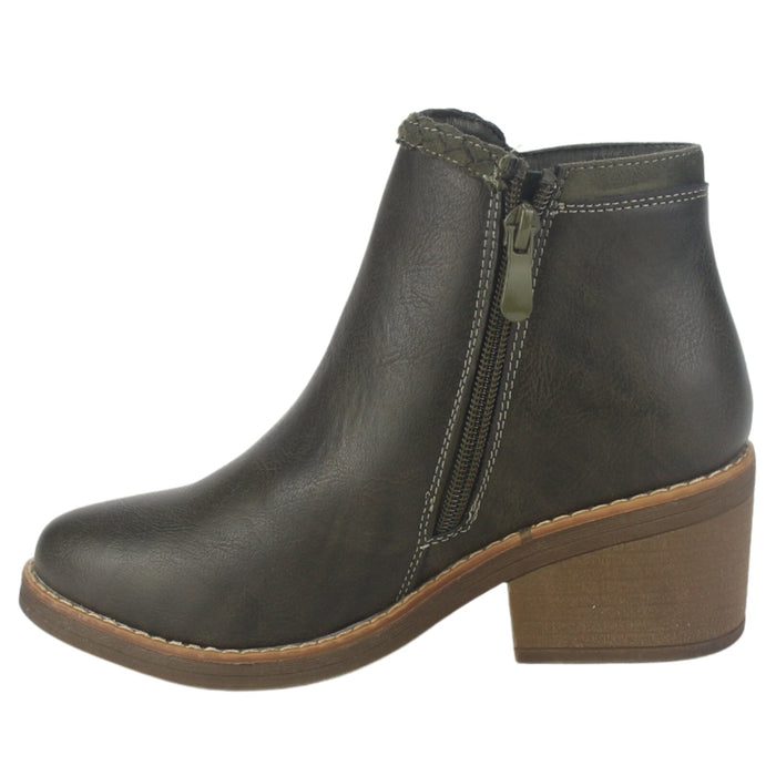 Botin Chalada Mujer Camp-50 Oliva Casual Botines Taco Chalada